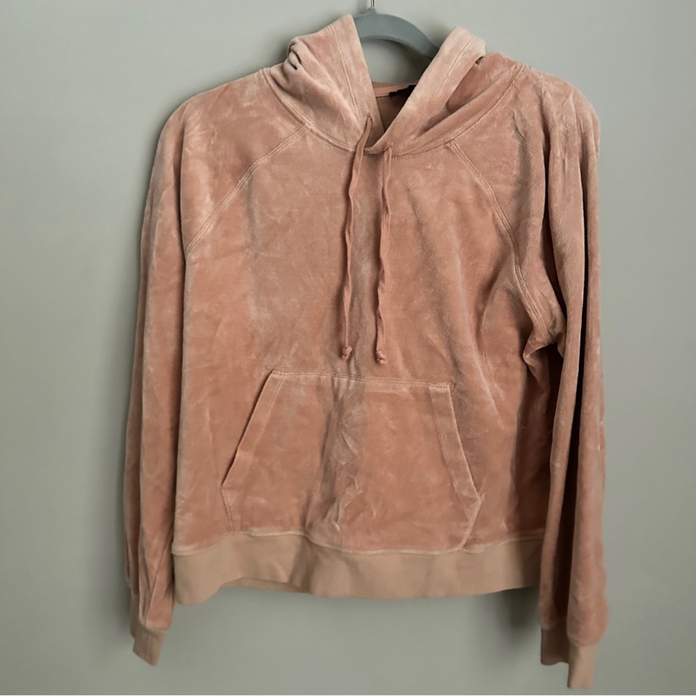 J.Crew Blush Relaxed Velour Hoodie Pullover Bronzed Clay M
